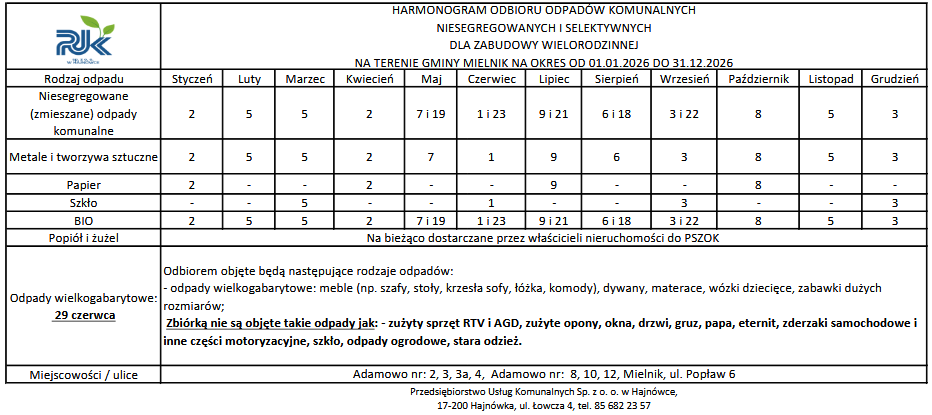 Harmonogram odbioru odpad&oacute;w komunalnych.Wejdź w&nbsp;link, aby dowiedzieć sie więcej informacji. 
