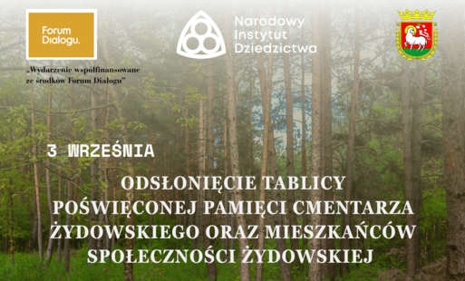 Plakat w zielonych barwach. W tle zdjęcie zalesionego terenu. U góry żółto-białe logo z napisem Forum Dialogu, obok białe logo z napisem Narodowy Instytut Dziedzictawa. Obok, po lewej stronie żółto-zielono-czerwony herb.